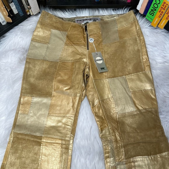 Vintage Parasuco Womens Patchwork Leather Pants Parasuco Jeans Pearl - Picture 2 of 6